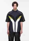 BLIND NO PLAN Colorblocked 3D Striped Short Sleeved Shirt