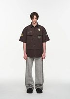 BLIND NO PLAN Badge Embroidered Short Sleeve Shirt