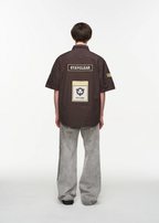 BLIND NO PLAN Badge Embroidered Short Sleeve Shirt