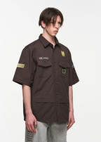 BLIND NO PLAN Badge Embroidered Short Sleeve Shirt