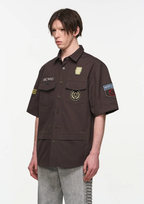 BLIND NO PLAN Badge Embroidered Short Sleeve Shirt