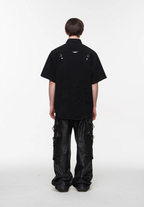 BLIND NO PLAN Metal Surround Fly Sleeve Short Sleeve Pocket Shirt