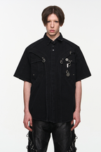 BLIND NO PLAN Metal Surround Fly Sleeve Short Sleeve Pocket Shirt