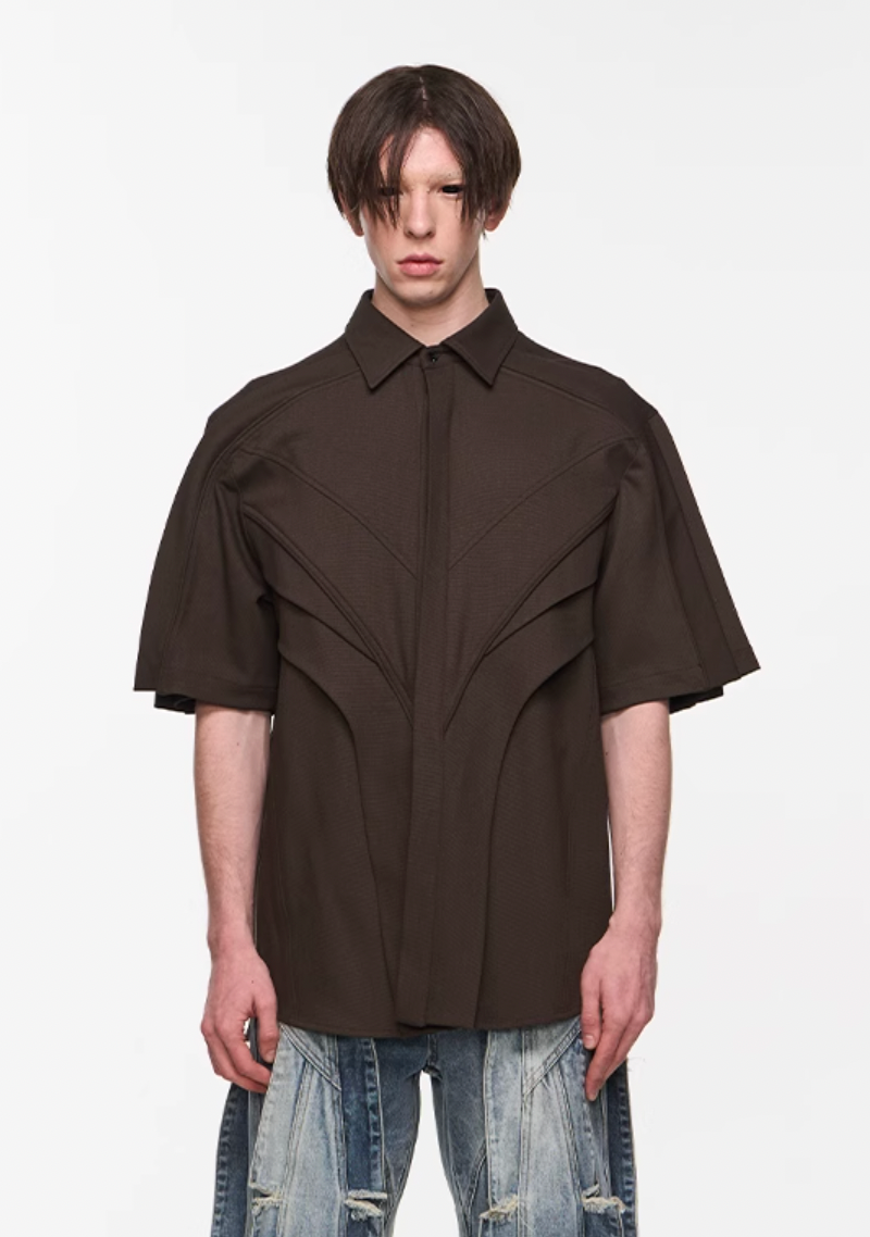 BLIND NO PLAN 3D Stripes Flyleaf Short Sleeve Shirt