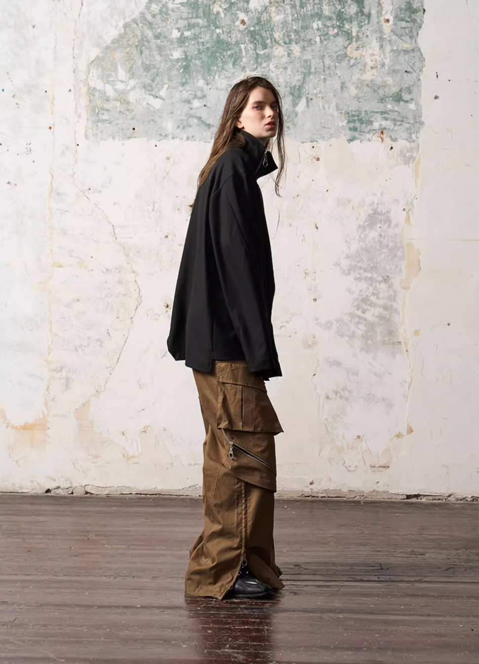 BLIND NO PLAN Multi Zipper Patchwork Work Cargo Pants