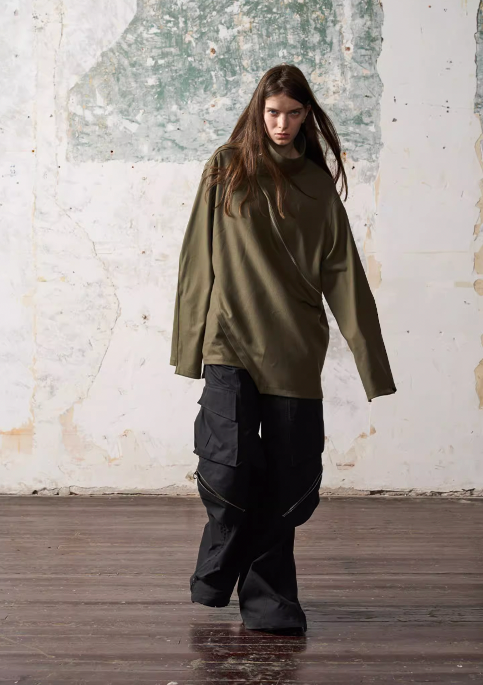 BLIND NO PLAN Multi Zipper Patchwork Work Cargo Pants