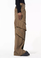 BLIND NO PLAN Multi Zipper Patchwork Work Cargo Pants