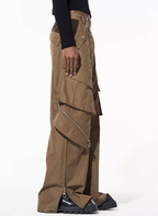 BLIND NO PLAN Multi Zipper Patchwork Work Cargo Pants