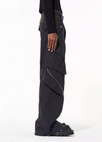 BLIND NO PLAN Multi Zipper Patchwork Work Cargo Pants