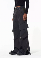 BLIND NO PLAN Multi Zipper Patchwork Work Cargo Pants