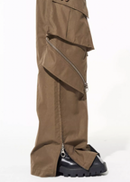 BLIND NO PLAN Multi Zipper Patchwork Work Cargo Pants