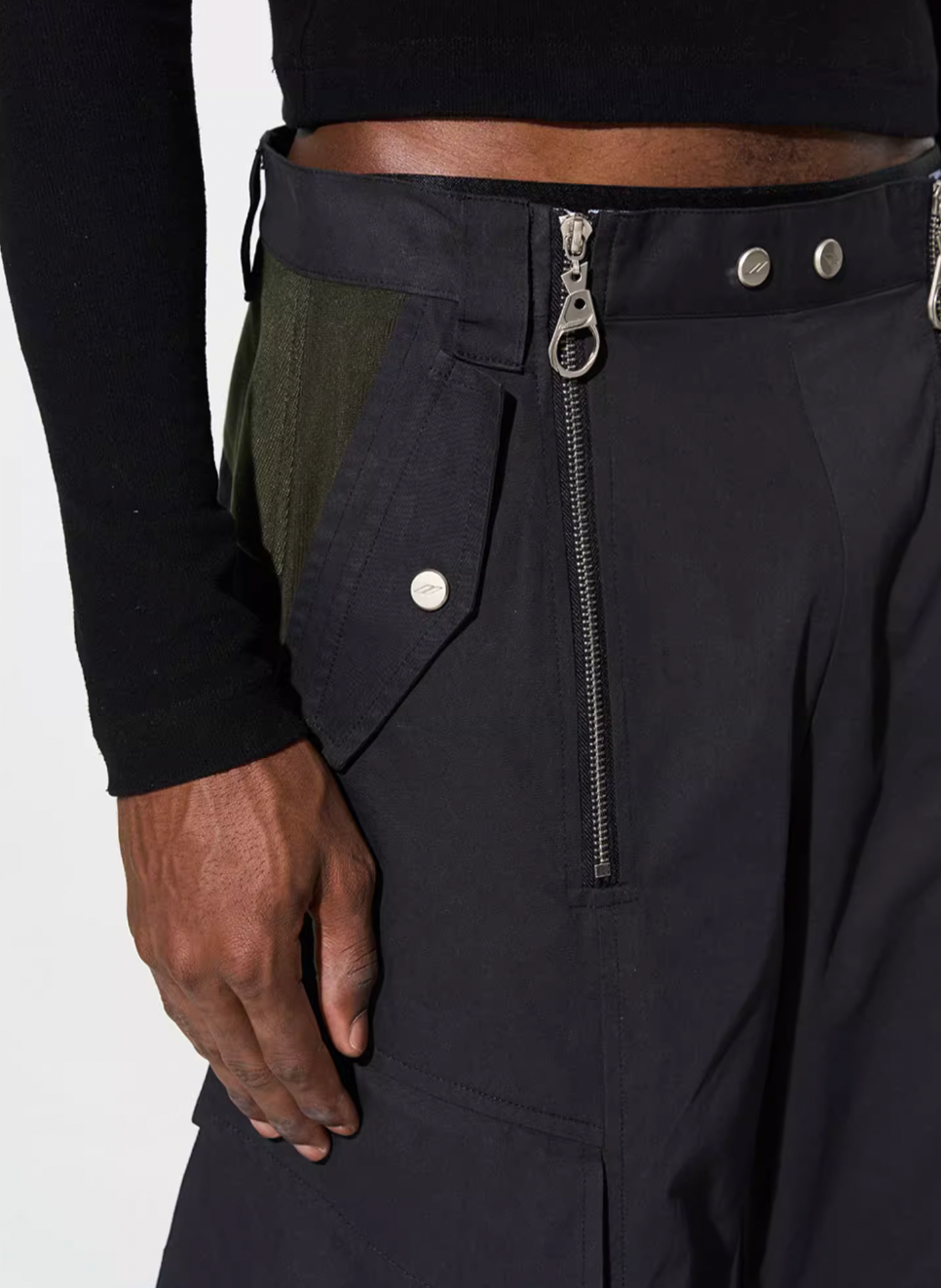 BLIND NO PLAN Multi Zipper Patchwork Work Cargo Pants