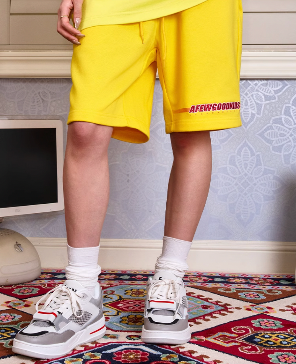 AFGK Embroidery Gradient Sports Sweat Shorts