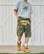 AFGK Logo Print Camouflage Destroyed Shorts