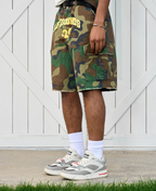AFGK Logo Print Camouflage Destroyed Shorts