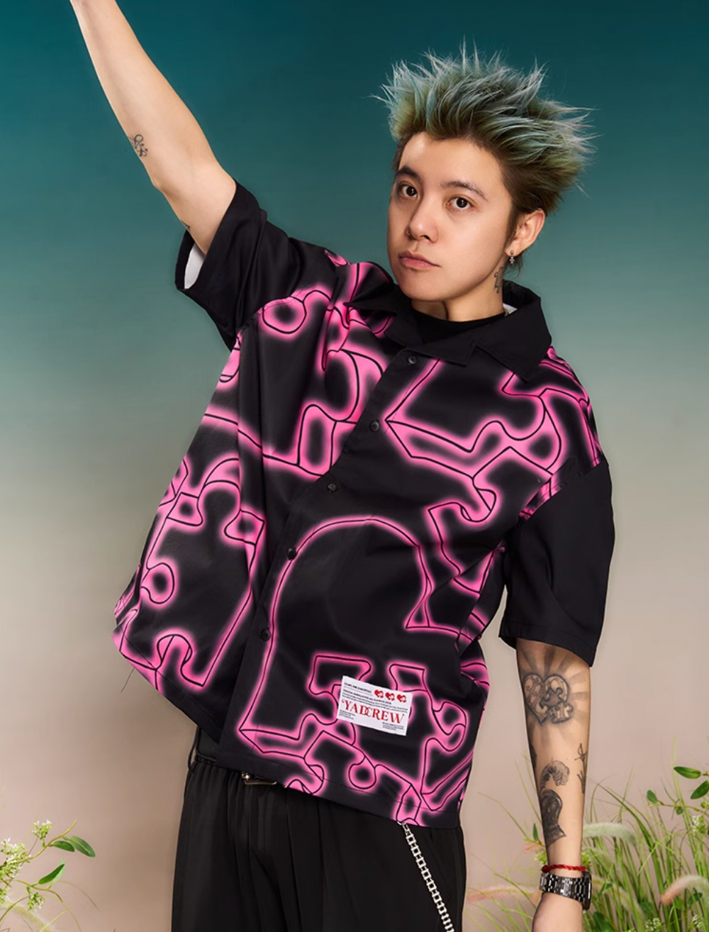 YADcrew Love Puzzle Halo Full Print Short Sleeve Shirt
