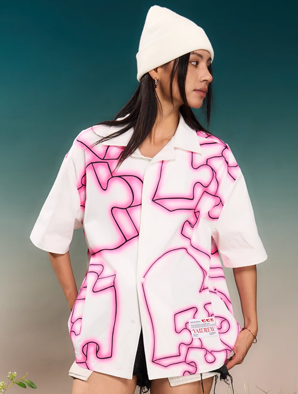 YADcrew Love Puzzle Halo Full Print Short Sleeve Shirt