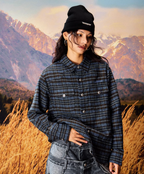 YADcrew Grid Textured Plaid Long Sleeve Shirt