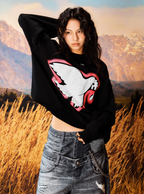 YADcrew Peace Dove 3D Foam Dot Printing Sweatshirt