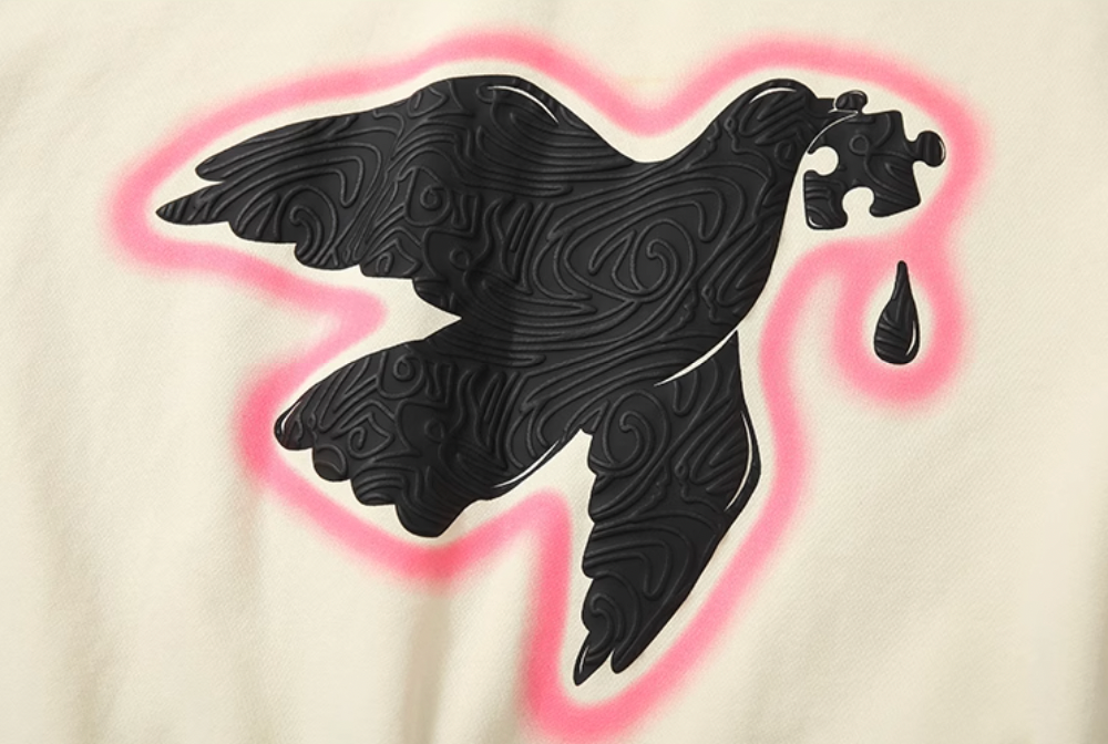 YADcrew Peace Dove 3D Foam Dot Printing Sweatshirt