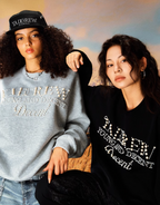 YADcrew Pearl Beadwork Text Typography Sweatshirt