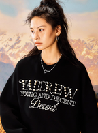 YADcrew Pearl Beadwork Text Typography Sweatshirt