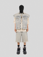 UNDERWATER Washed Damaged Light Blue Denim Shorts | Baggy Jorts