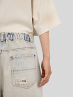 UNDERWATER Washed Damaged Light Blue Denim Shorts | Baggy Jorts