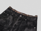 UNDERWATER Double Layer Damage Black Cargo Denim Shorts | Baggy Jorts