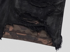 UNDERWATER Double Layer Damage Black Cargo Denim Shorts | Baggy Jorts