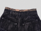UNDERWATER Double Layer Damage Black Cargo Denim Shorts | Baggy Jorts