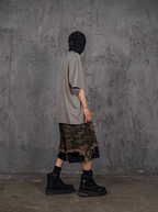 UNDERWATER Double Layer Damage Camo Cargo Denim Shorts | Baggy Jorts