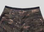 UNDERWATER Double Layer Damage Camo Cargo Denim Shorts | Baggy Jorts