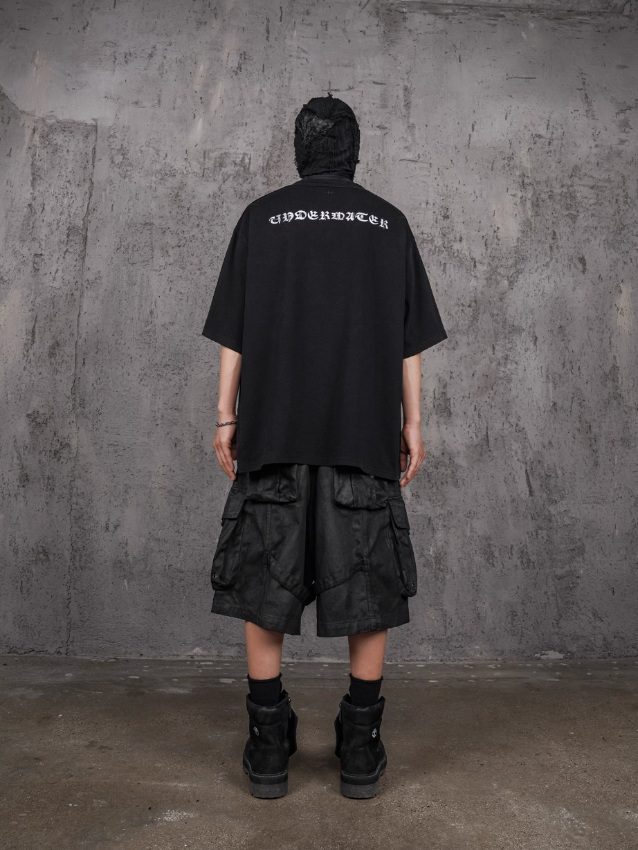 UNDERWATER Wax Bandage Multi Pocket Rivet Work Shorts