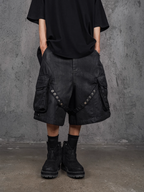 UNDERWATER Wax Bandage Multi Pocket Rivet Work Shorts