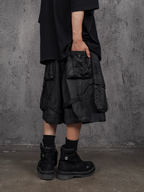 UNDERWATER Wax Bandage Multi Pocket Rivet Work Shorts