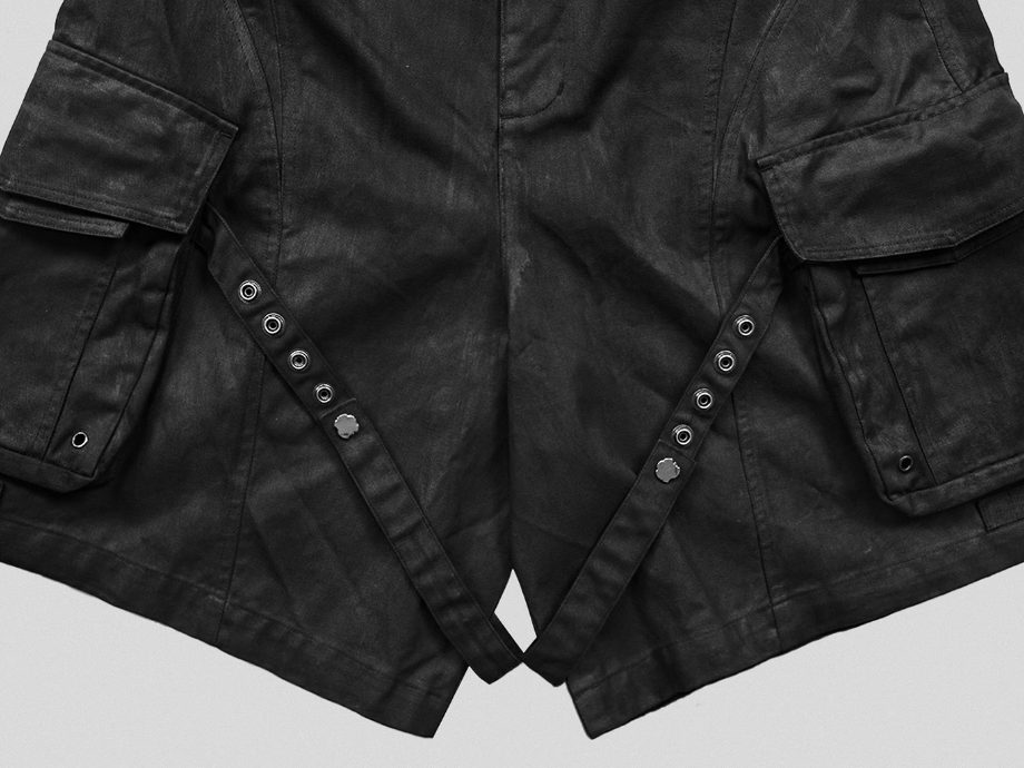 UNDERWATER Wax Bandage Multi Pocket Rivet Work Shorts