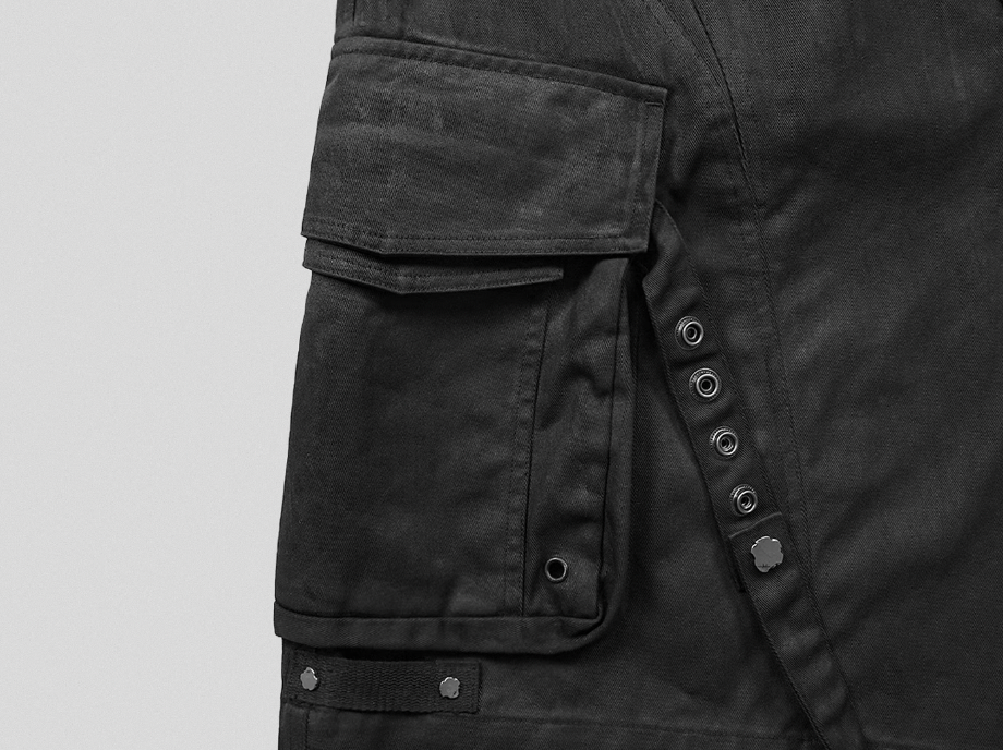UNDERWATER Wax Bandage Multi Pocket Rivet Work Shorts