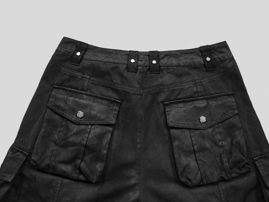 UNDERWATER Wax Bandage Multi Pocket Rivet Work Shorts