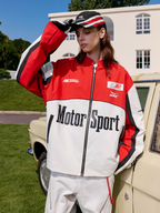Harsh and Cruel Stand Collar Patch Leather Embroidered Racing Jacket
