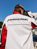 Harsh and Cruel Stand Collar Patch Leather Embroidered Racing Jacket