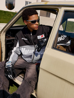 Harsh and Cruel Stand Collar Patch Leather Embroidered Racing Jacket