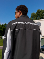Harsh and Cruel Stand Collar Patch Leather Embroidered Racing Jacket