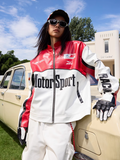 Harsh and Cruel Stand Collar Embroidered Racing Leather Jacket