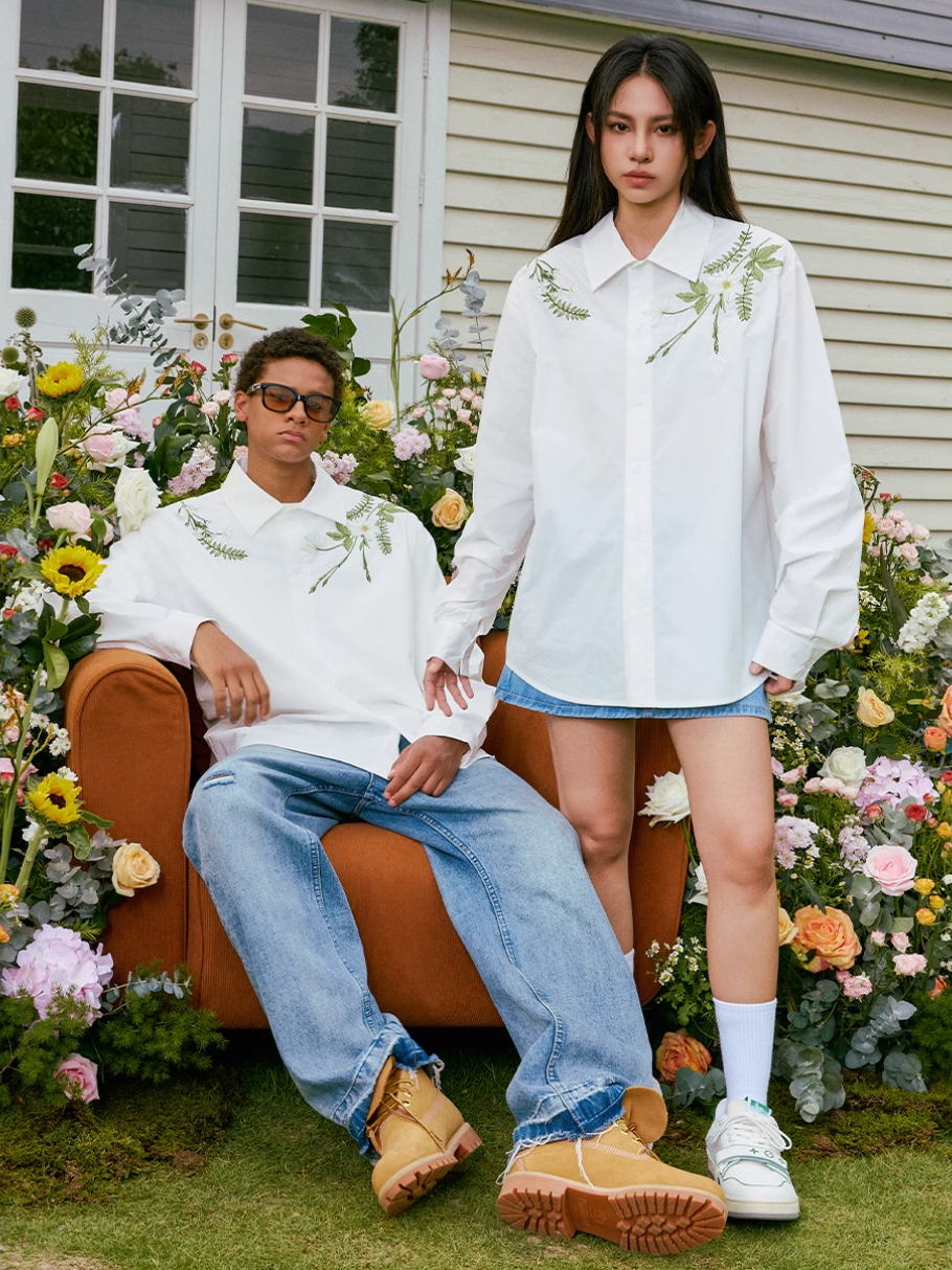 Harsh and Cruel Floral Embroidered Long Sleeve Shirt