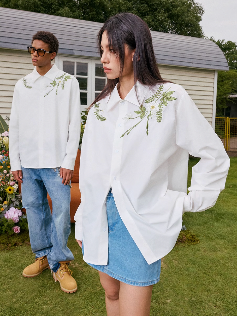 Harsh and Cruel Floral Embroidered Long Sleeve Shirt