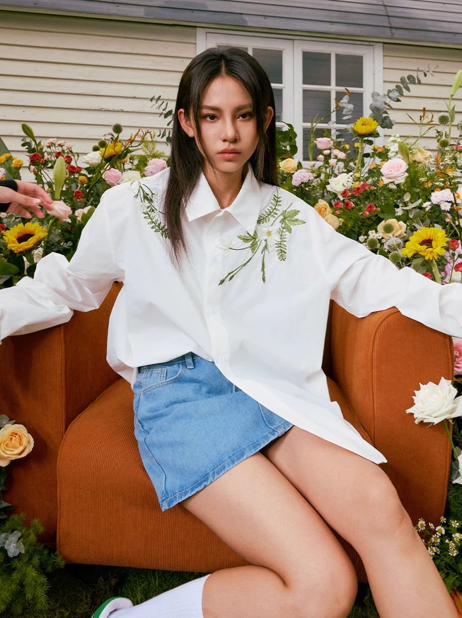Harsh and Cruel Floral Embroidered Long Sleeve Shirt