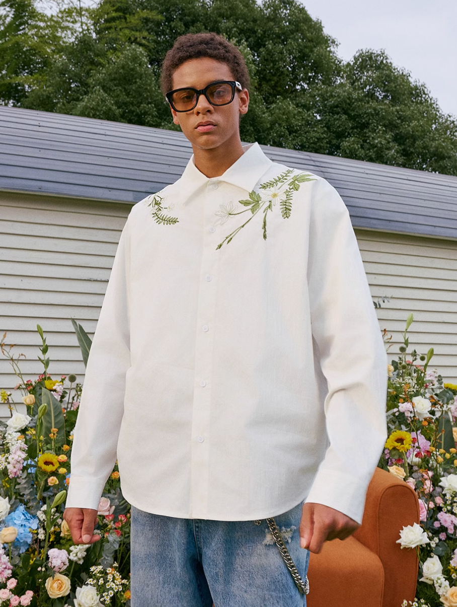 Harsh and Cruel Floral Embroidered Long Sleeve Shirt