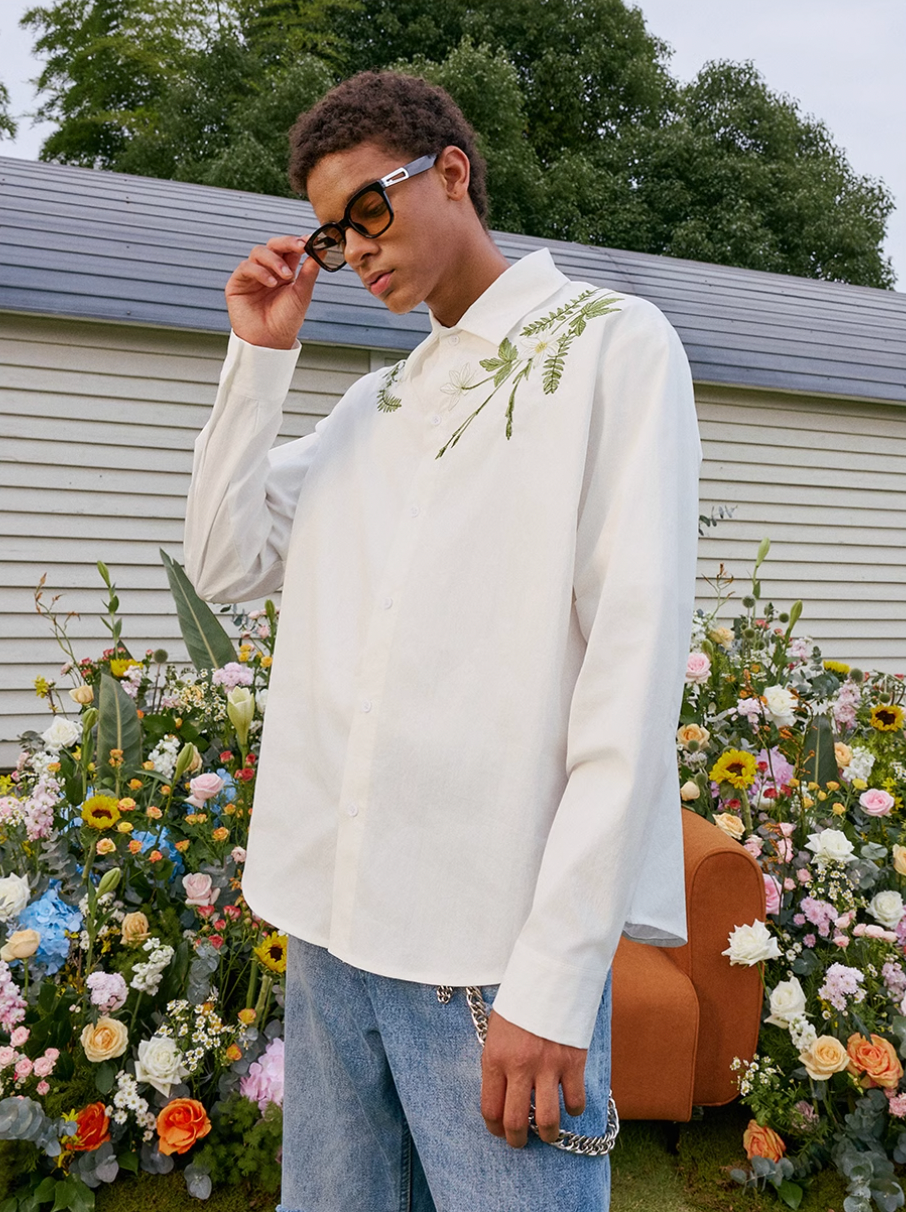 Harsh and Cruel Floral Embroidered Long Sleeve Shirt