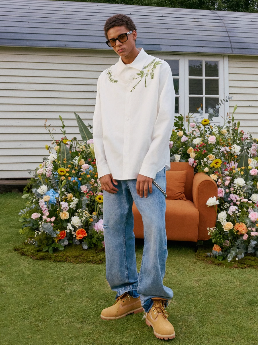 Harsh and Cruel Floral Embroidered Long Sleeve Shirt